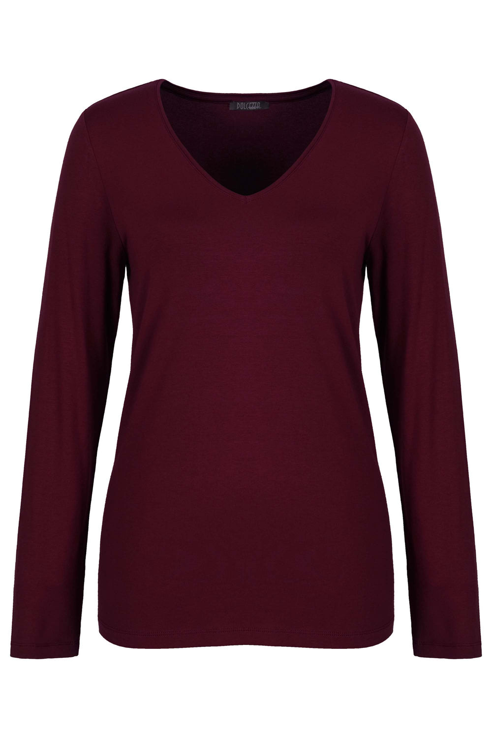 A bordeaux long sleeve v-neck top