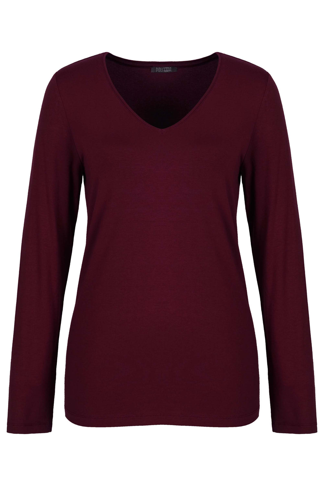 A bordeaux long sleeve v-neck top