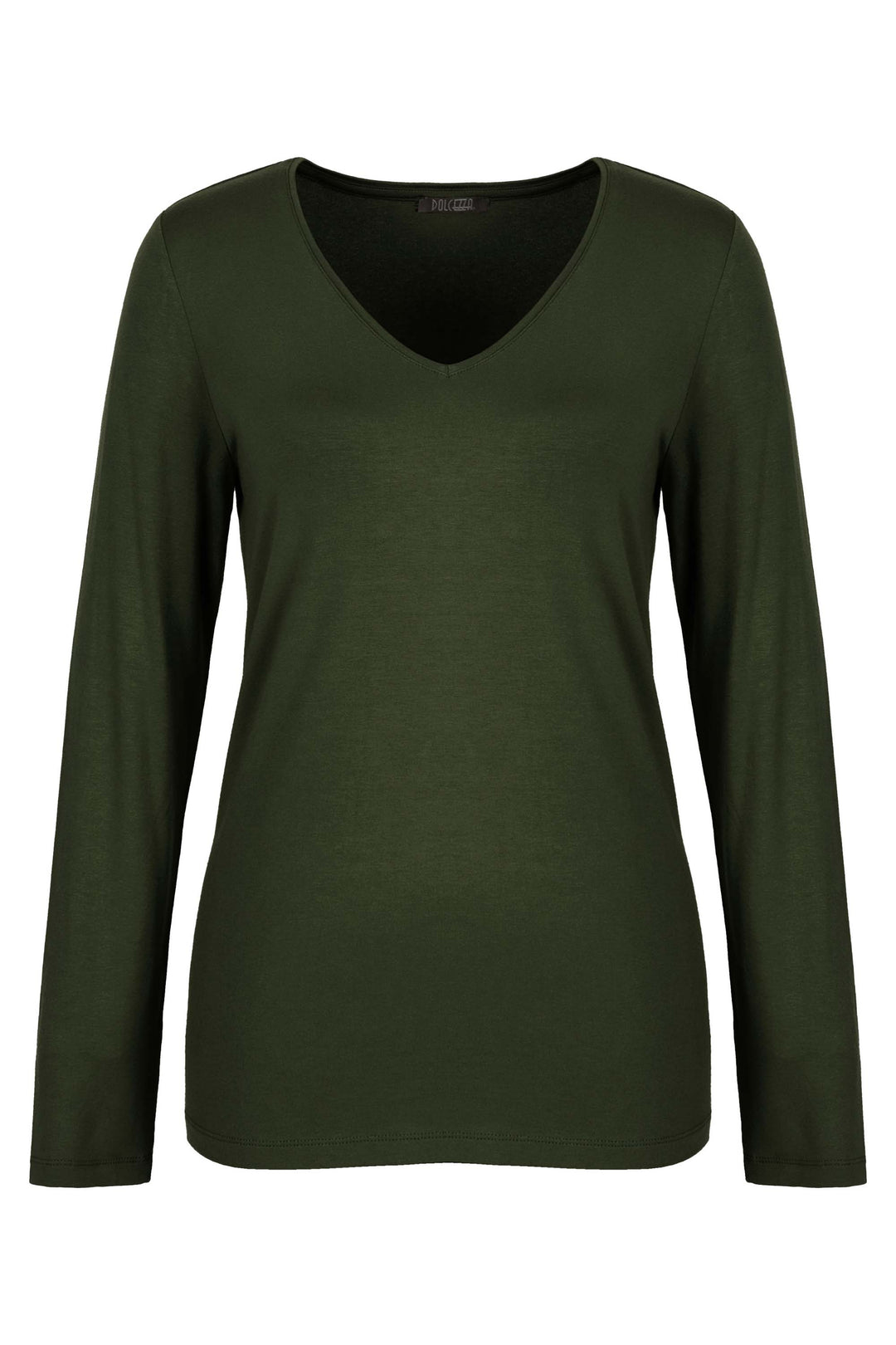Khaki long sleeve v neck top