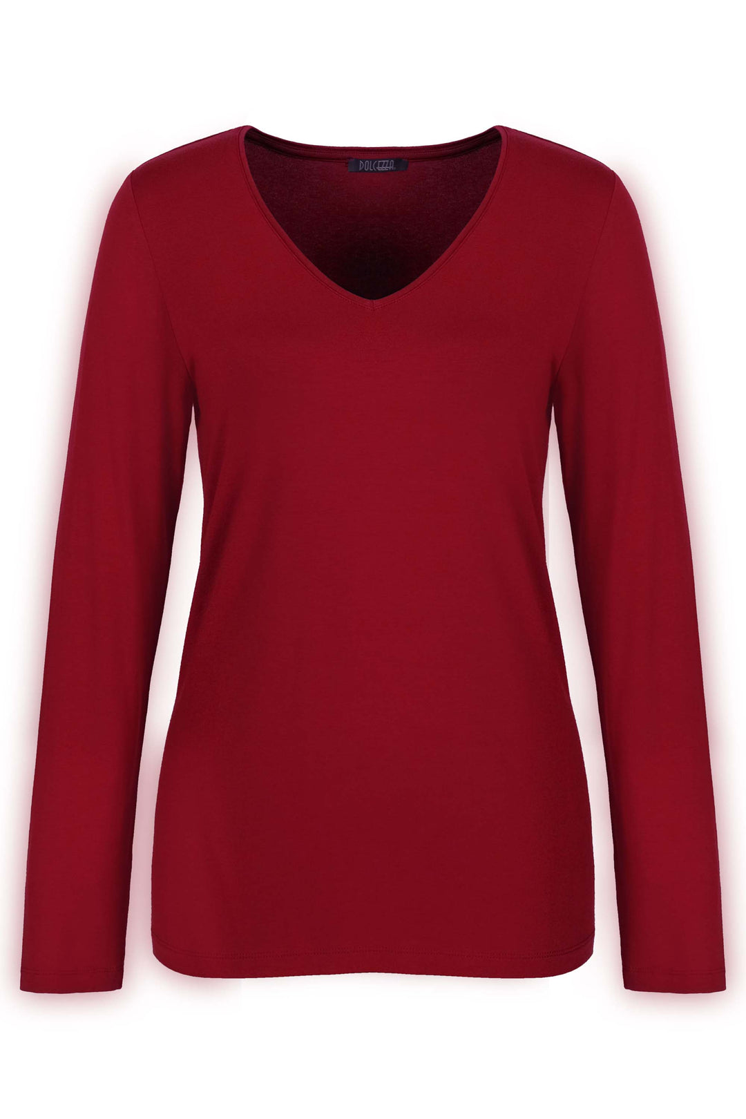 Long sleeve v neck top in red