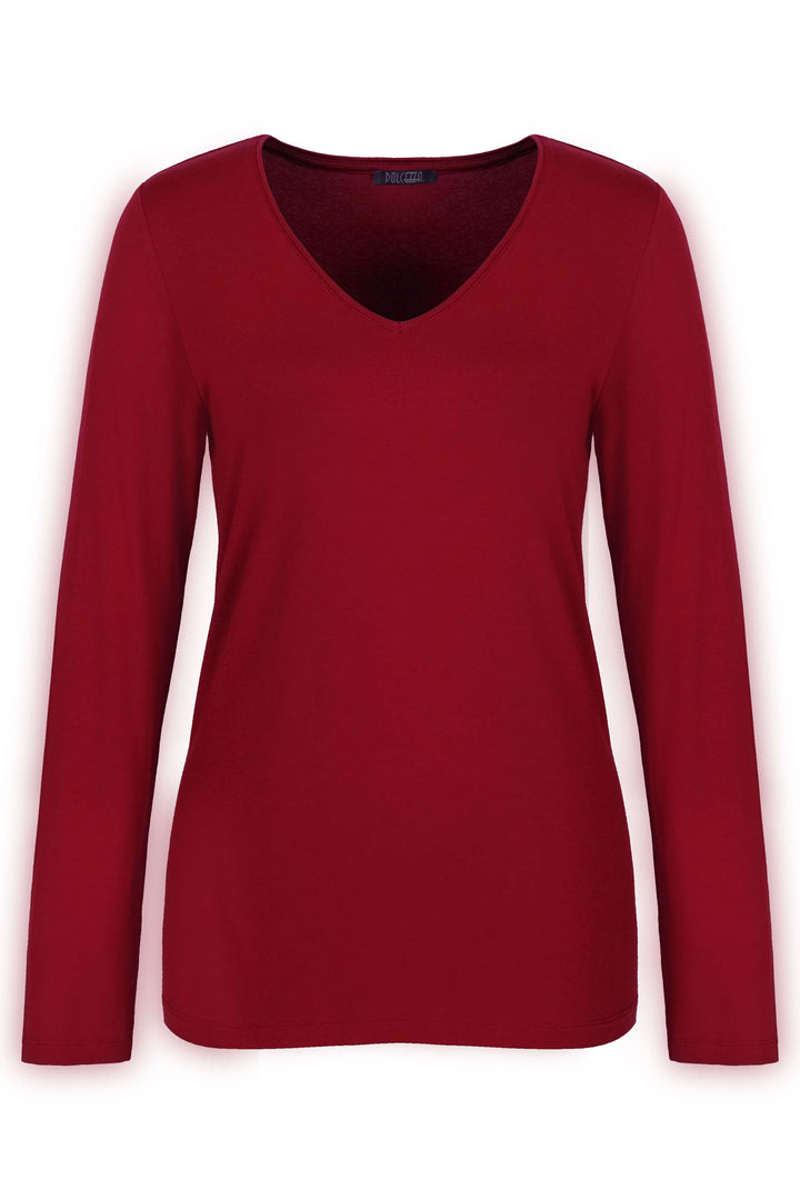 Long sleeve v neck top in red