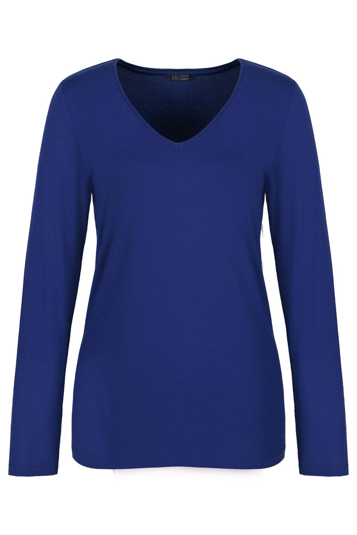 Long sleeve v neck top in navy