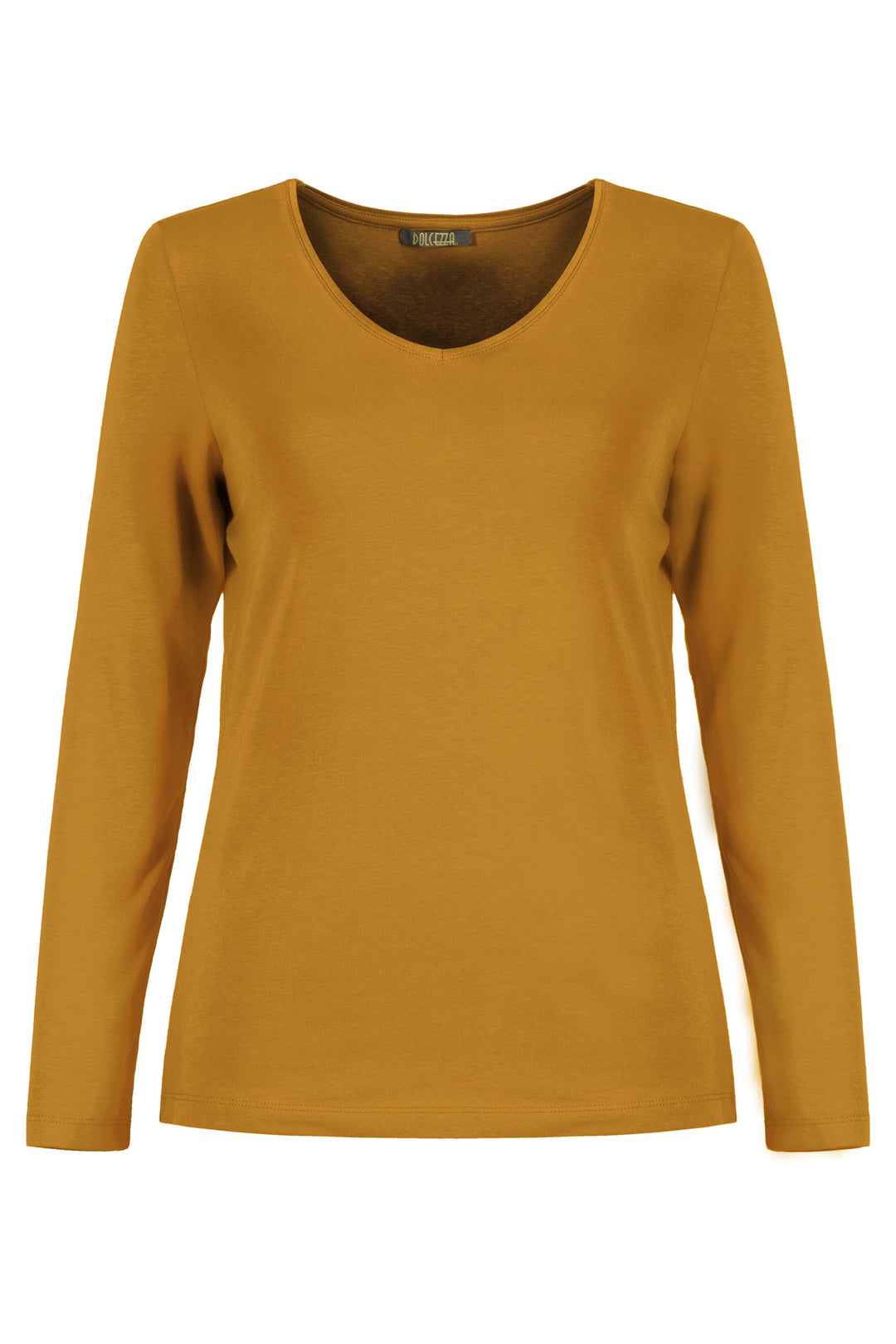Long sleeve v neck top in saffron
