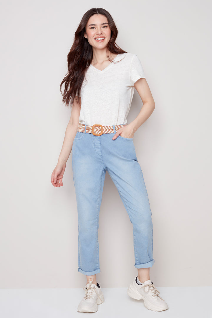 CHAMBRAY PANT WITH BELT
