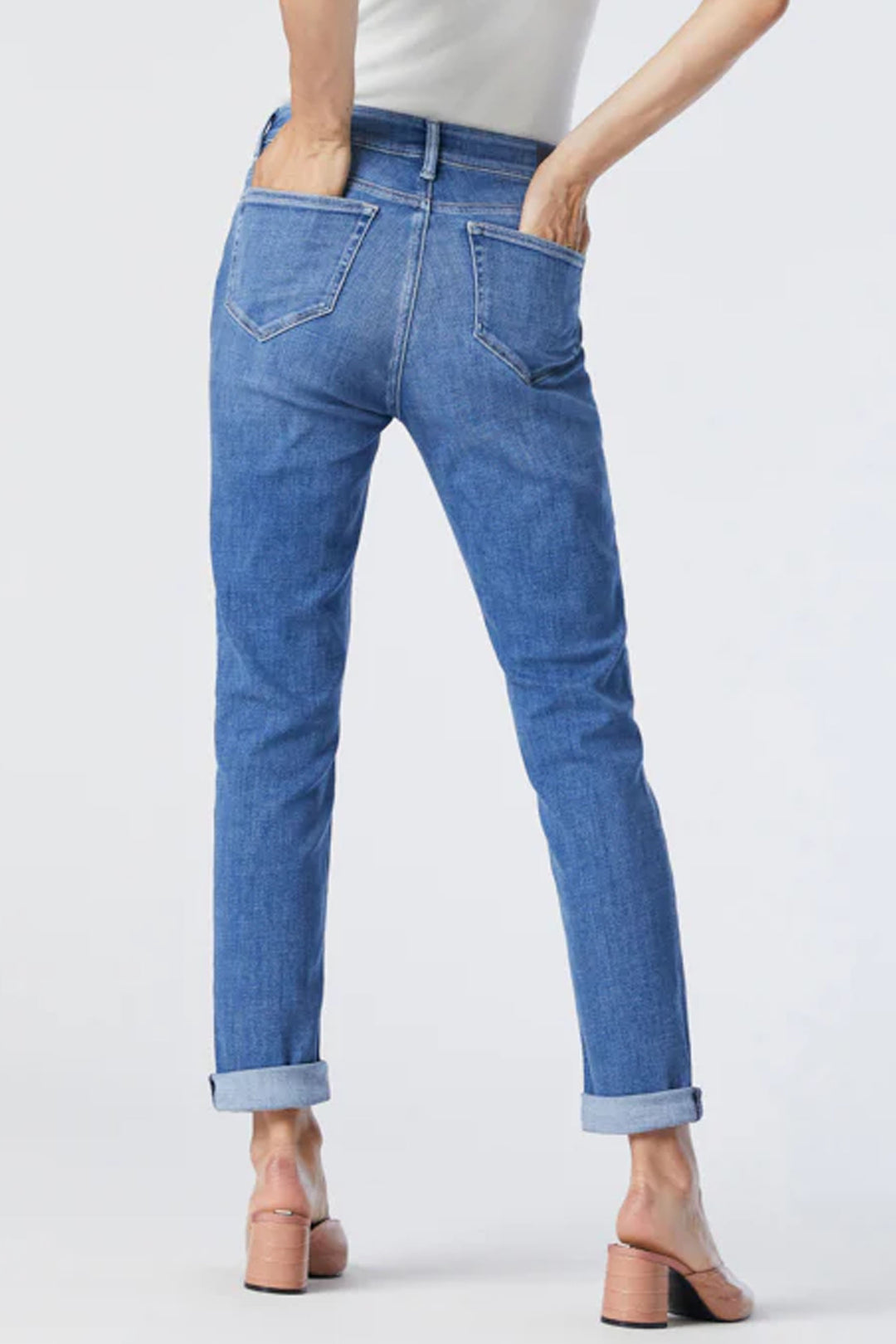Mavi Jeans Spring 2023 women's casual mid wash slim straight leg high-rise cropped boyfriend jeans - back