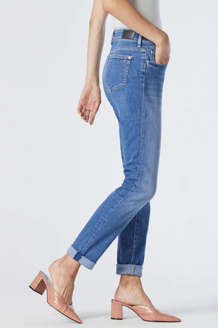 Mavi Jeans Spring 2023 women's casual mid wash slim straight leg high-rise cropped boyfriend jeans - side