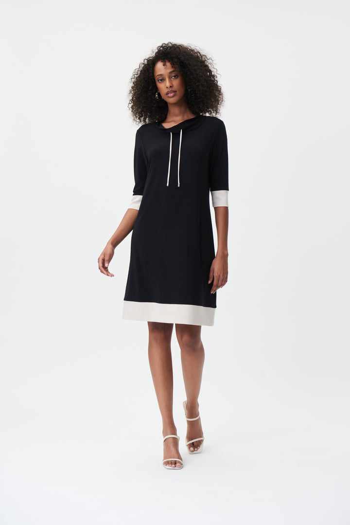 COWL DRESS WITH CONTRAST