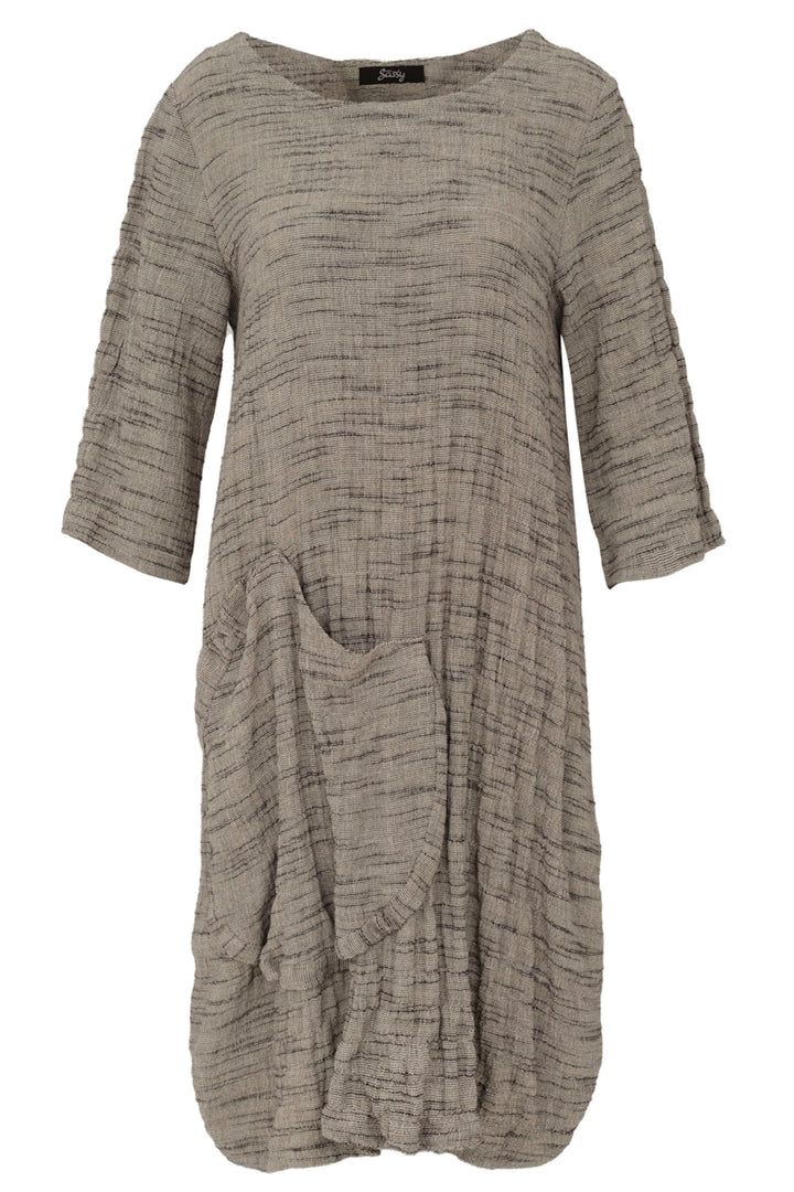 Ever Sassy Spring 2023 women's casual relaxed fitting loose cotton and linen dress - product front