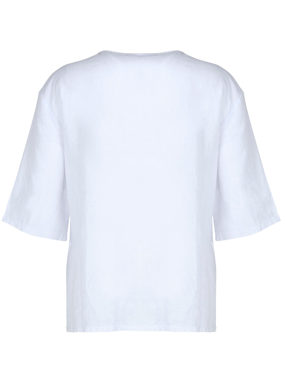 EverSassy Spring 2023 wone's casual loose linen top with pocket and snap details - white back