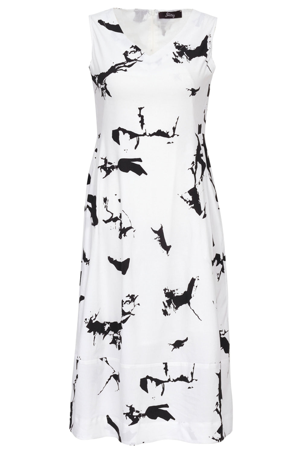 Ever Sassy Spring 2023 women's casual cotton-blend printed sleeveless midi dress with pockets - product front