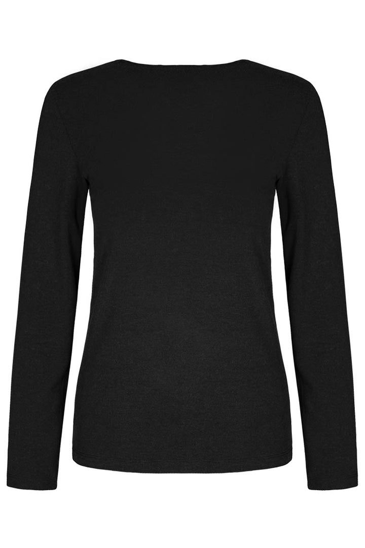 Dolcezza women's long sleeve V-neck cotton top - charcoal back