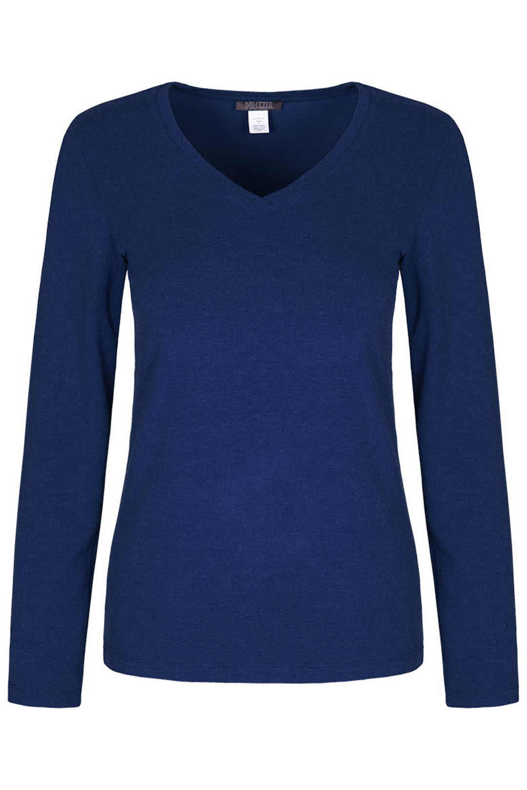 Dolcezza women's long sleeve V-neck cotton top - Royal front