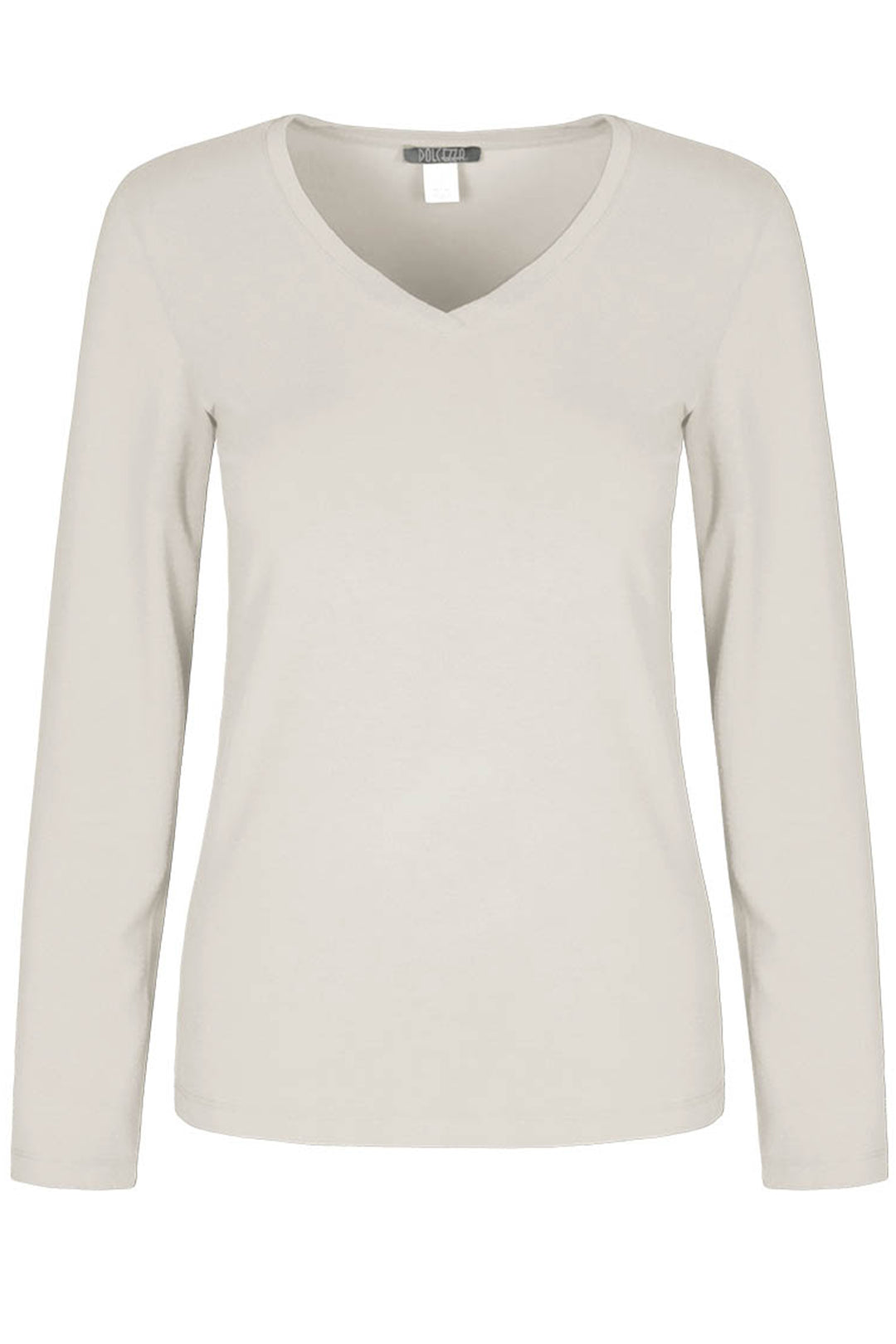 Dolcezza women's long sleeve V-neck cotton top - frontDolcezza women's long sleeve V-neck cotton top - vanilla