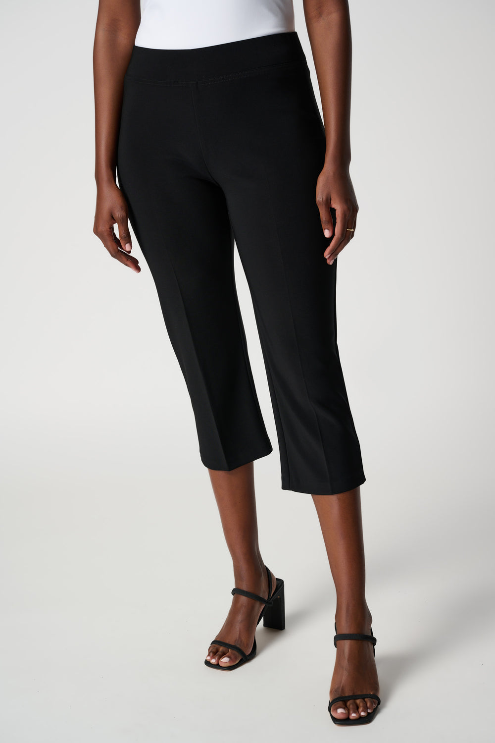 JOSEPH RIBKOFF women's business casual cropped capri dress pants - black front