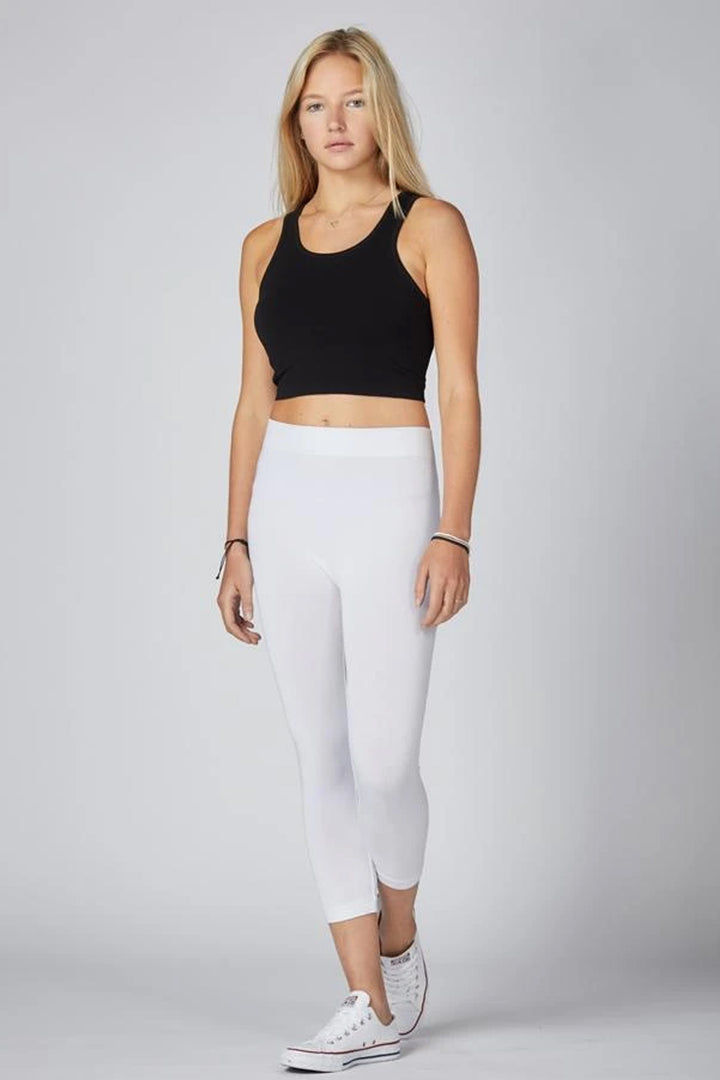 C'est Moi women's casual bamboo one size fitted cropped legging - white