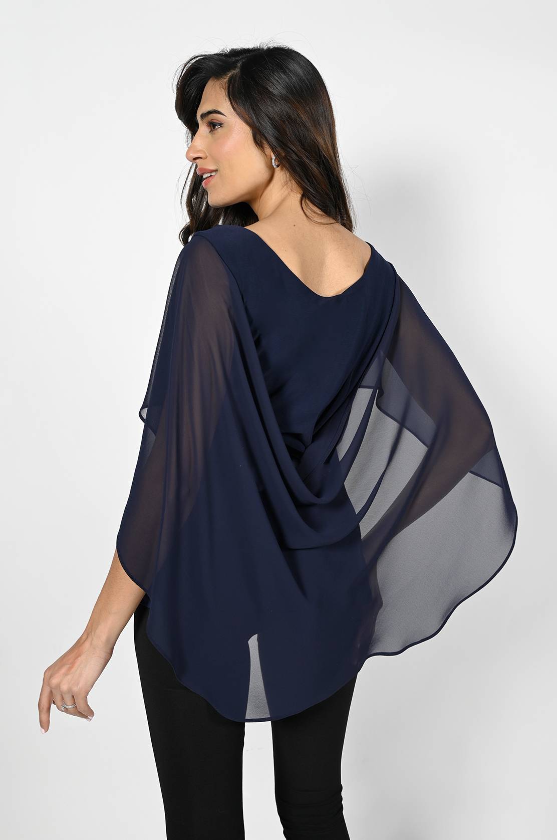 Navy clearance chiffon cape