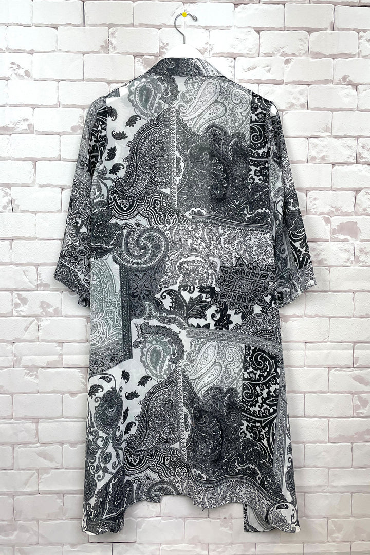 Aldila Spring 2023 women's casual paisley print kimono duster jacket - back