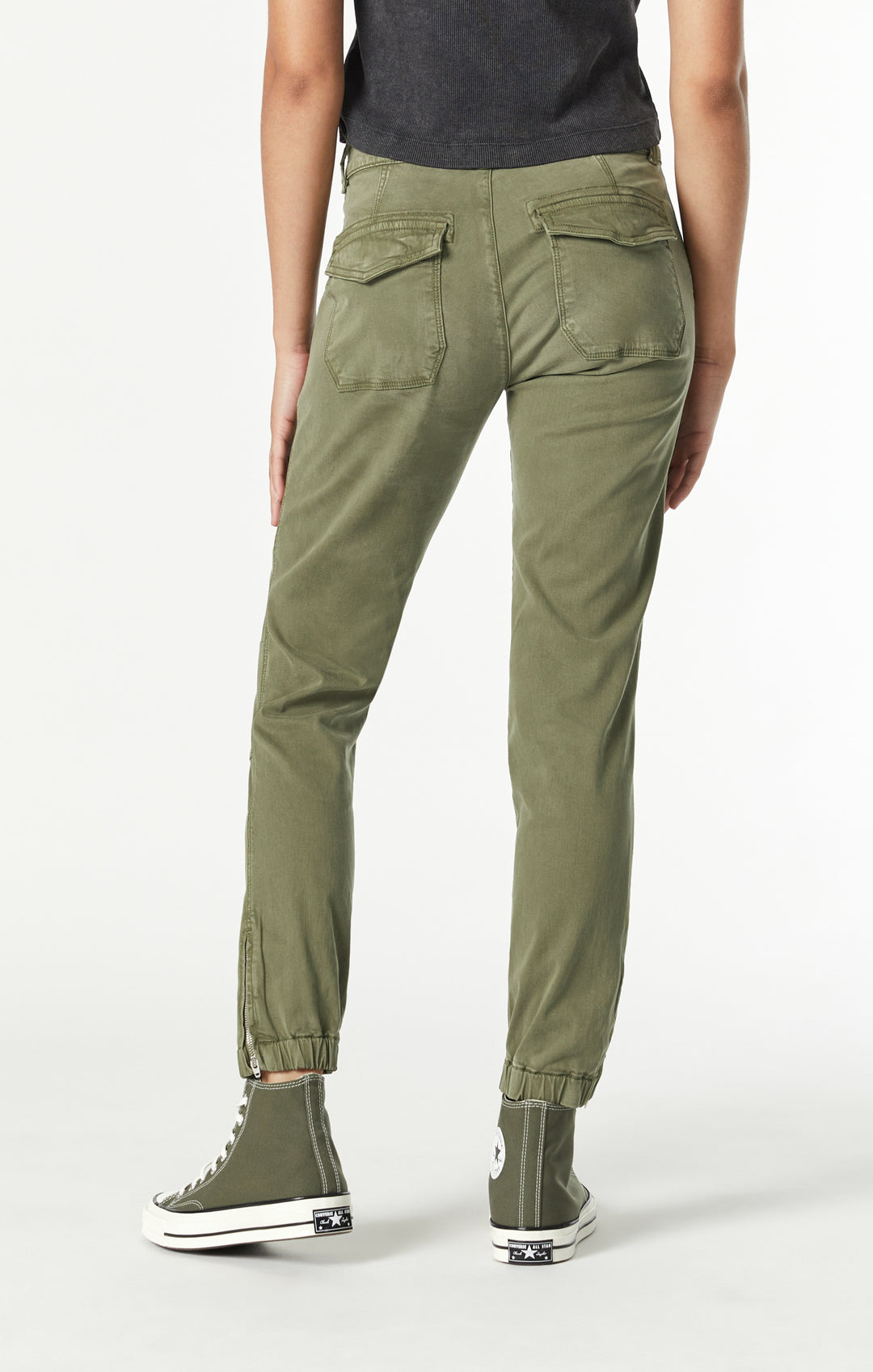 Mavi Jeans Spring 2023 women's casual slim fit cropped green cotton cargo pant - back