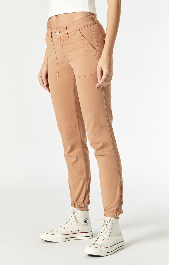 Mavi Jeans Spring 2023 women's casual slim cropped brown cargo jeans - side