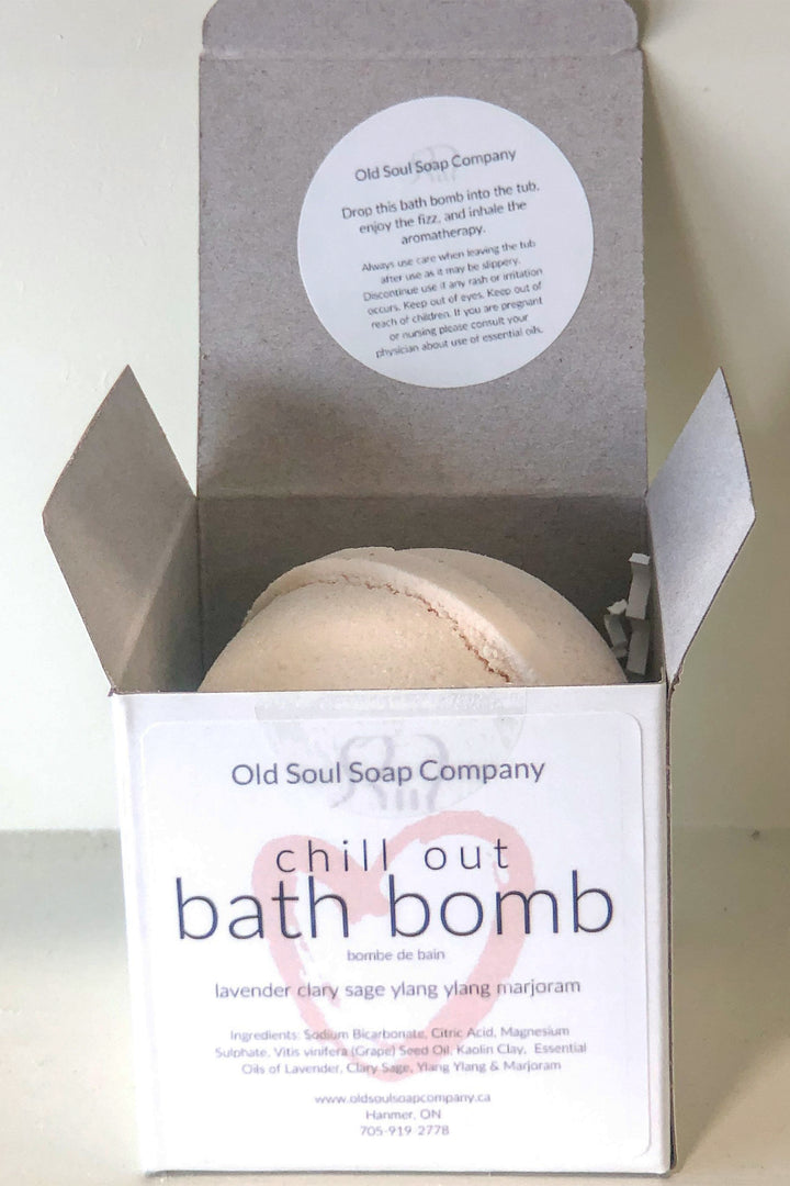 Old Soul Soap Co vegan essential oil; bath bomb - chill out