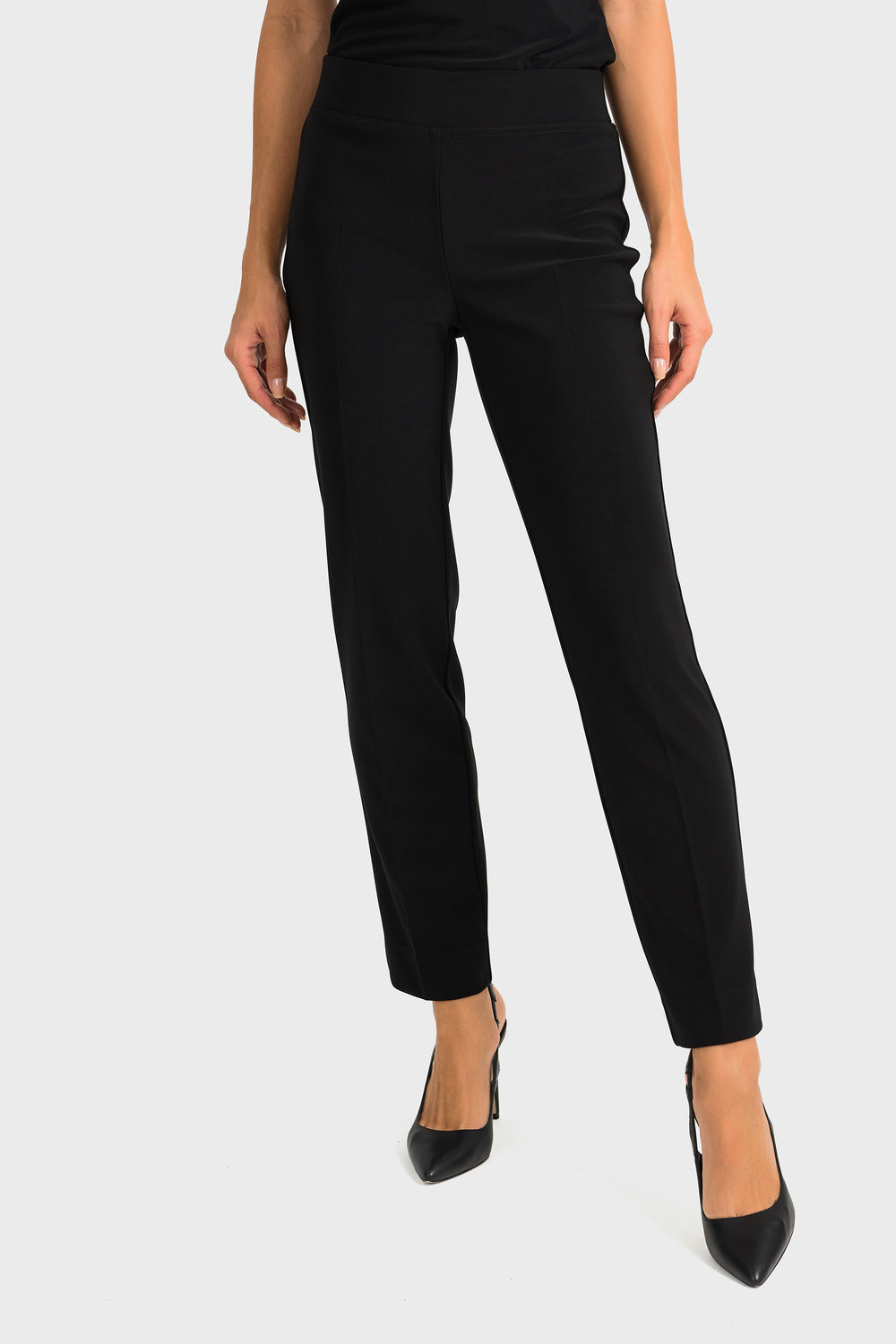 Joseph Ribkoff women's business casual slim fit basic pull-on pant - black front